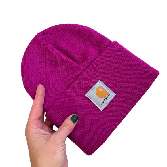 New CARHARTT Knit Cuffed Beanie Model A18-P37 Magenta OS - Picture 8 of 8